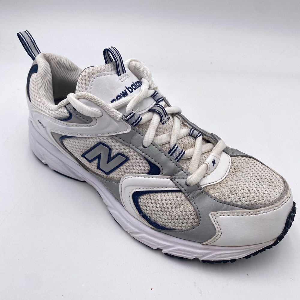New Balance 408 Running Shoes Womens 9 White Silver Navy Retro Dad Sneakers SEO